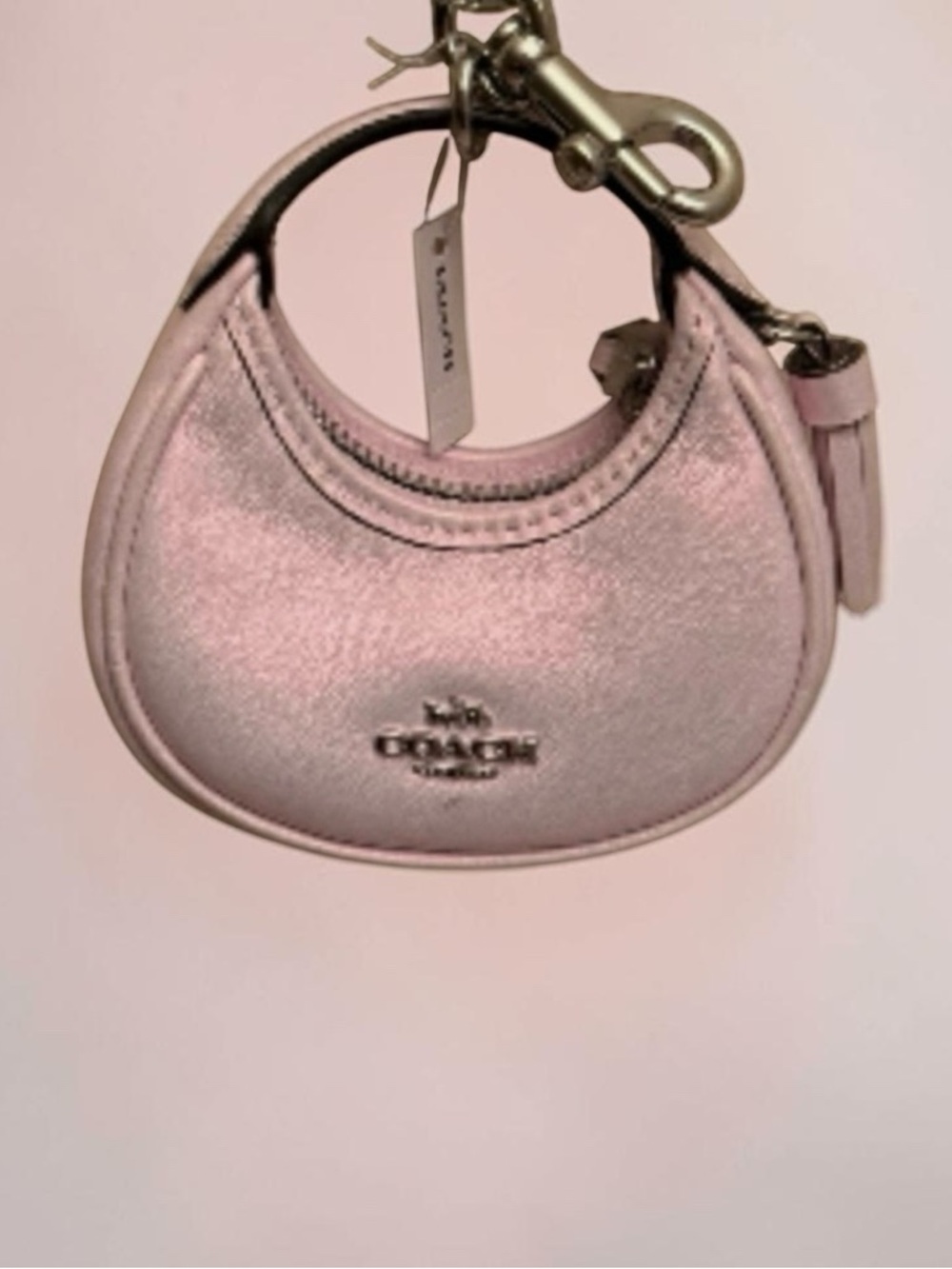 Coach mini Carmen bag charm NWT keychain in pearlized pink - Picture 8 of 14